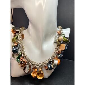 Vintage Mexican Folk Art Mini Pottery Charm Necklace